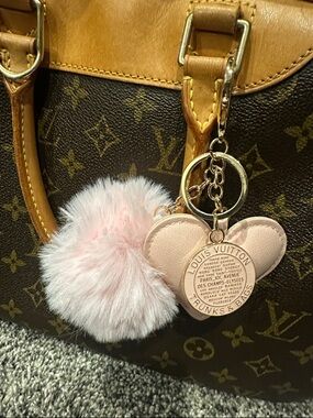 Louis Vuitton Repurposed Charm on Unbranded Faux Leather Heart Key bag charm